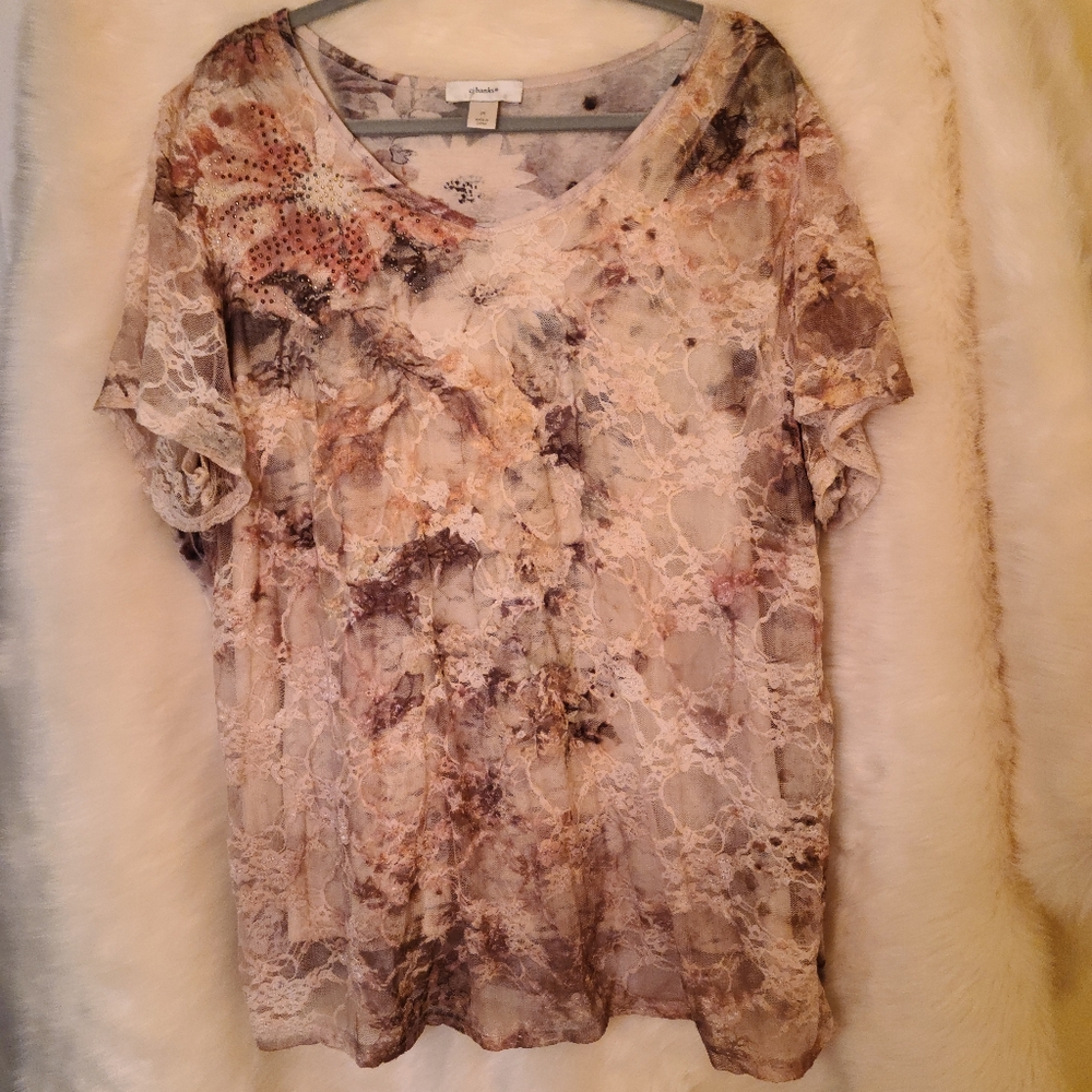 CJ Banks Size 3X V Neck Top